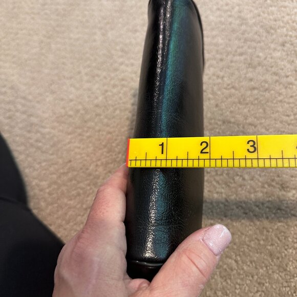 VTG Black Convertible Clutch Bag Metal Kissing Clasp & Strap Ruffle Faux Leather - Picture 12 of 12